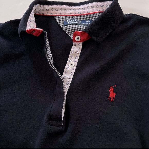 Vintage Polo By Ralph Lauren 90’s Navy Long Sleeve Preppy Polo Shirt XXL (Boys) - Picture 5 of 12